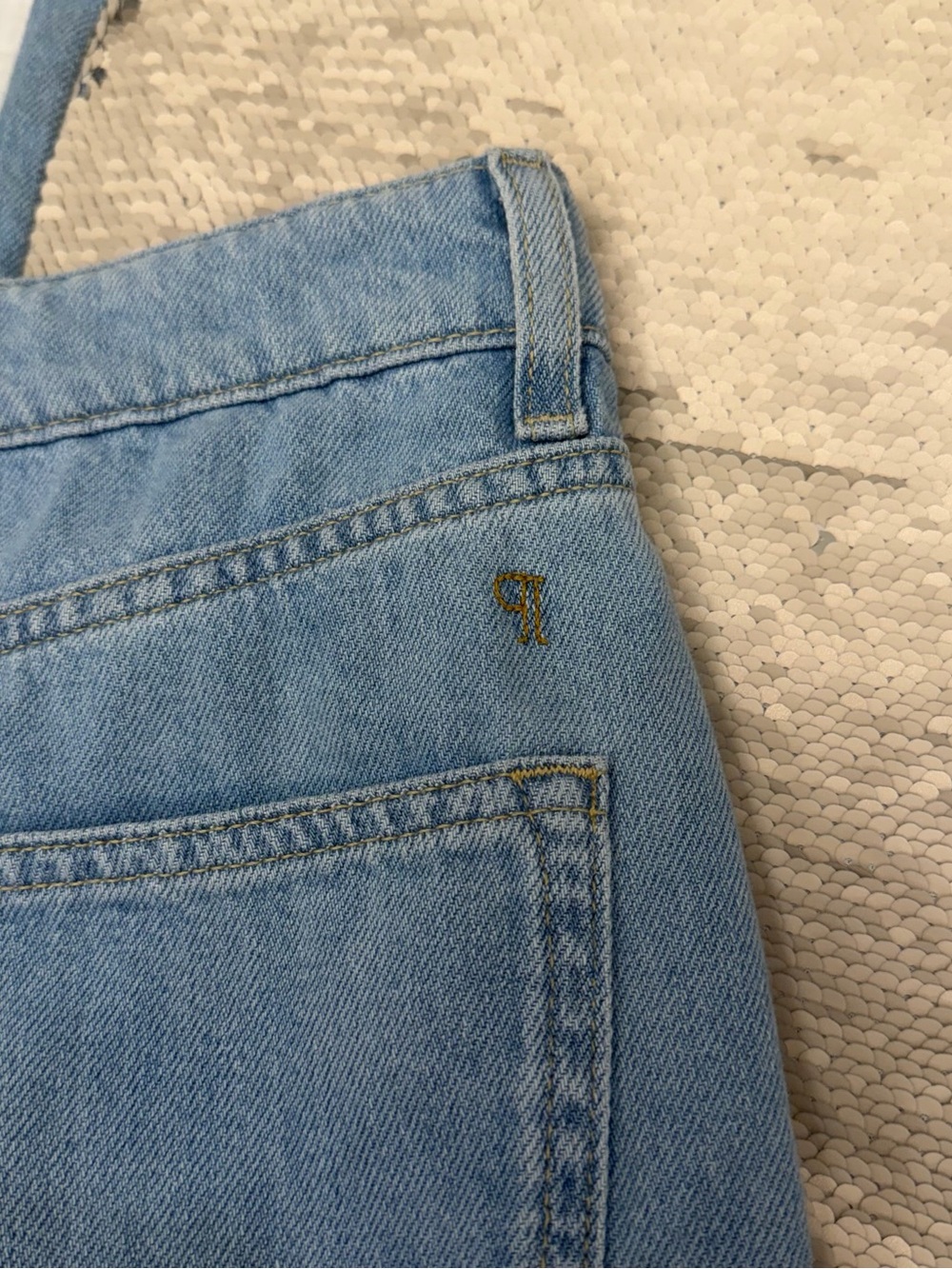 Pilcro Two-Tone Blue Denim Flare Jeans - Picture 4 of 5